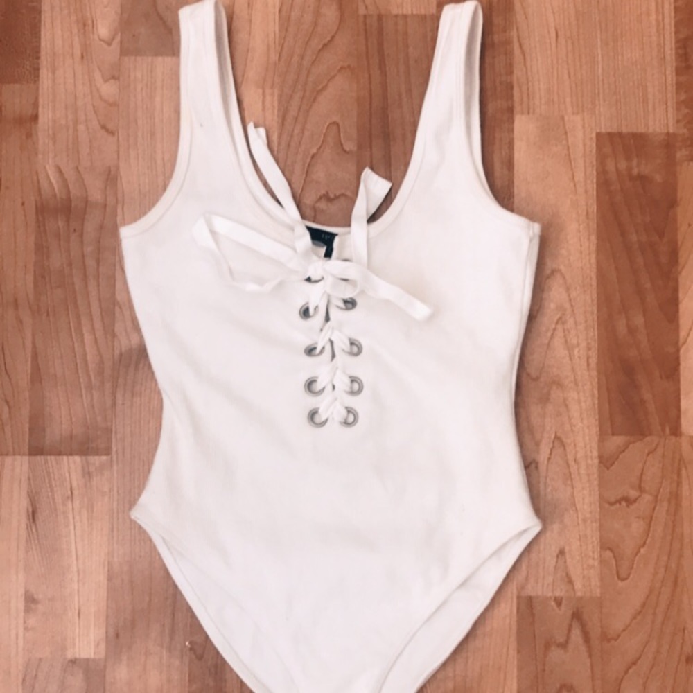 White lace up bodysuit